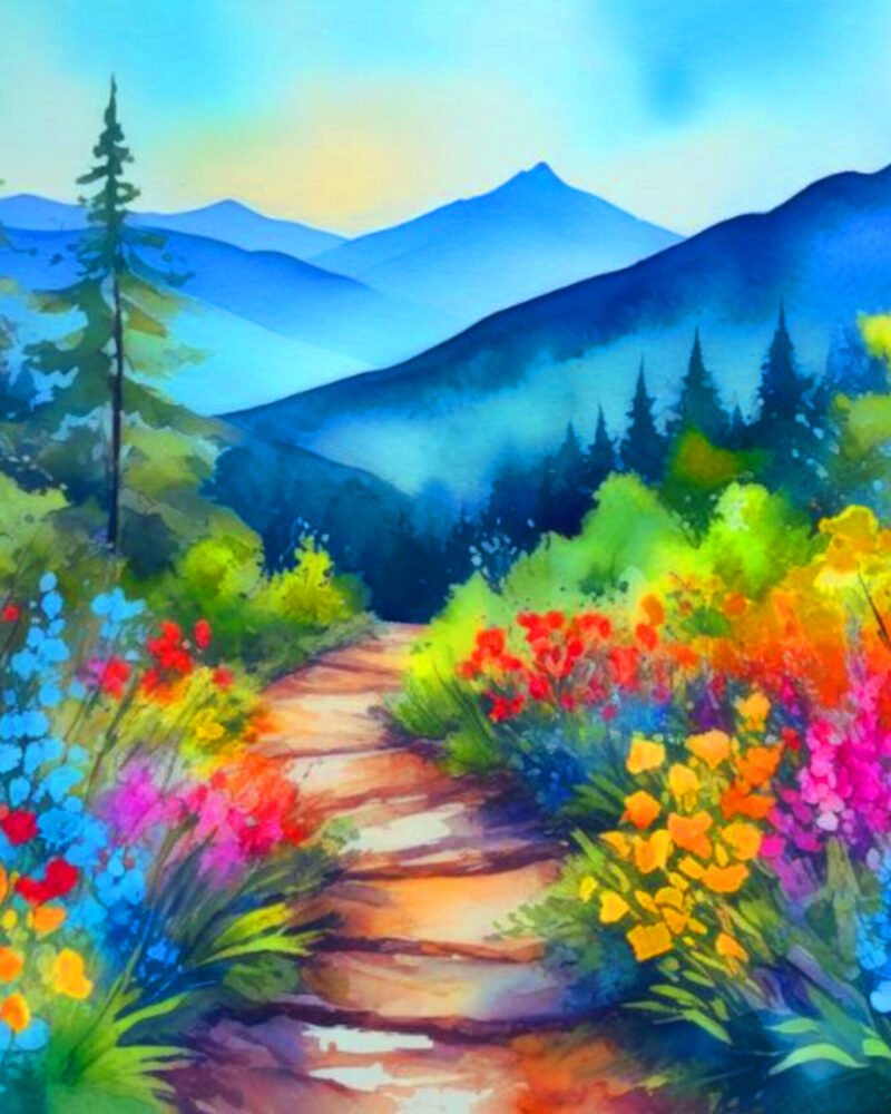 Hilly landscape oil paint digital art on canvas - 30(W) X 20(L) Inch